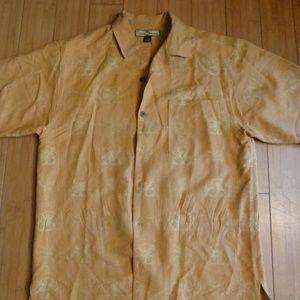 tommy bahama gold 100 silk tropical shirt small